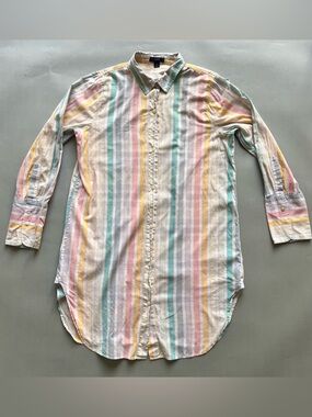 J.Crew Pastel Stripe Button-Up Preppy and Coastal 100% Cotton